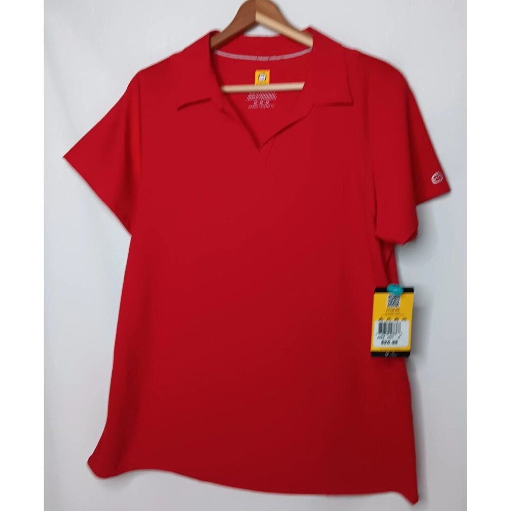 WonderWink Womens Medium Scrub Stop Red Short Sleeve Collared Shirt Medical New